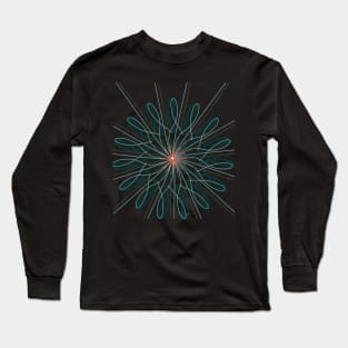 Geometric mandala lineart dark Long Sleeve T-Shirt